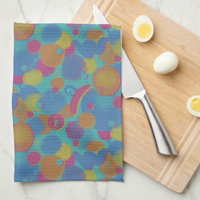 Retro Brush Pattern Tea Towel (Quarter Fold)