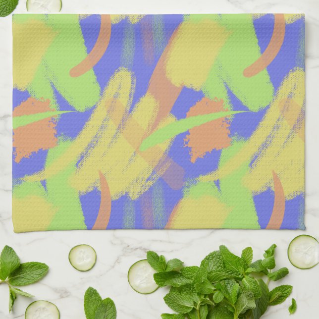 Retro Brush Pattern Tea Towel (Folded)