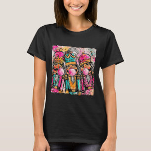 Retro Brushstroke Nutcracker Blowing Bubble Gum Ch T-Shirt