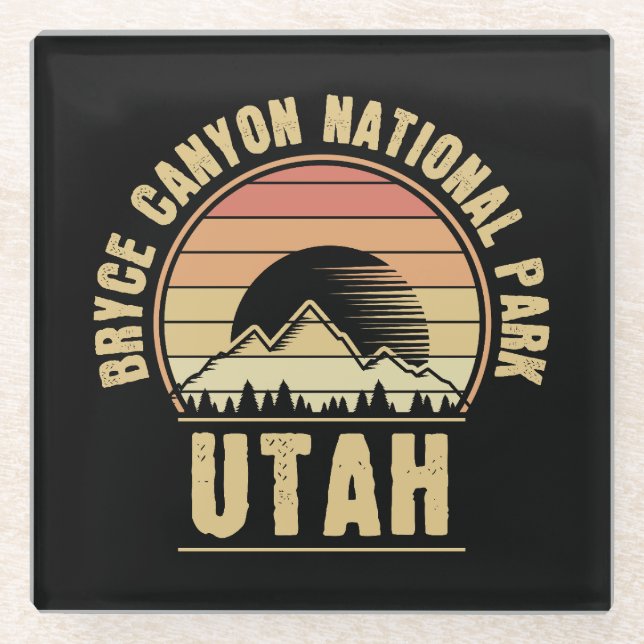 Retro Bryce Canyon National Park Utah Glass Coaster (Front)