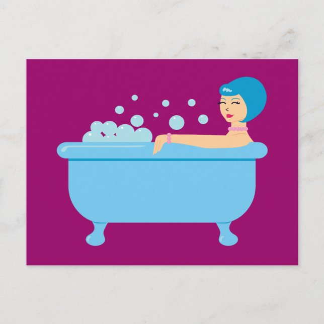 Retro Bubble Bath Girl Postcard (Front)