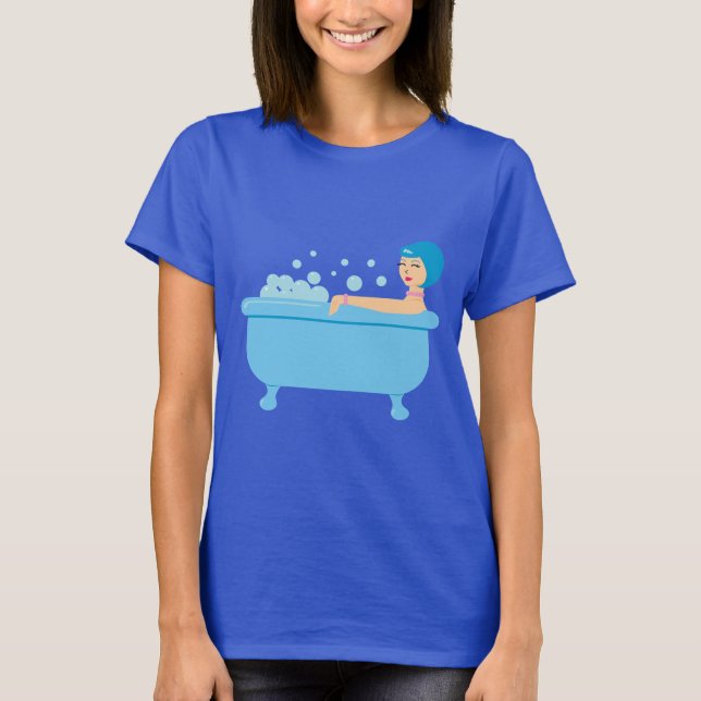 Retro Bubble Bath Girl T-Shirt (Front)