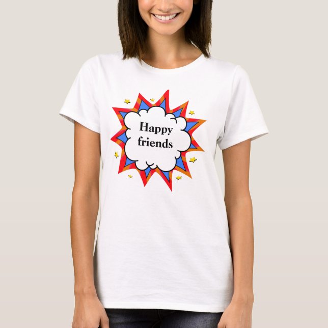 Retro Bubble Comic Pop Colorful Abstract Design T-Shirt (Front)