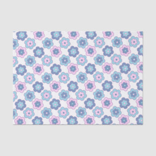 Retro Bubble Flowers (pink and blue) Pattern Tissue Paper