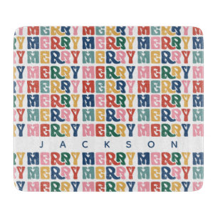 Retro Bubble Letter Custom Christmas Cutting Board