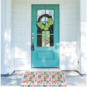 Retro Bubble Letter Custom Christmas  Doormat