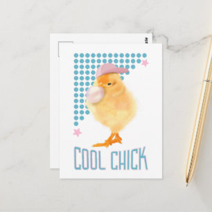 Retro Bubblegum Blowing Chick - Cool Chick Postcard