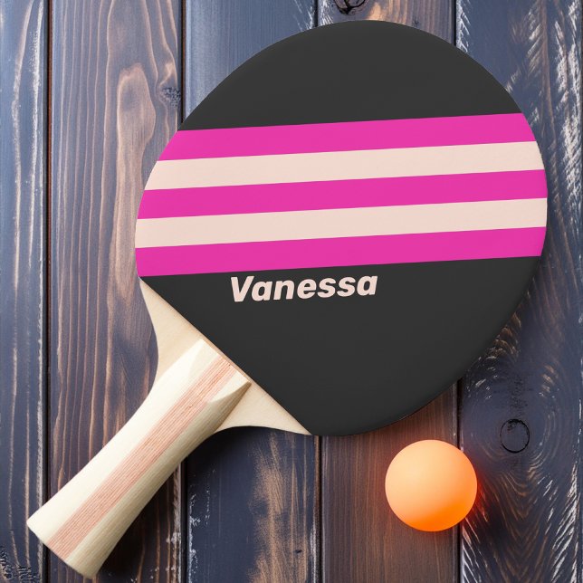 Retro Bubblegum Stripes with Name Ping Pong Paddle (Creator Uploaded)