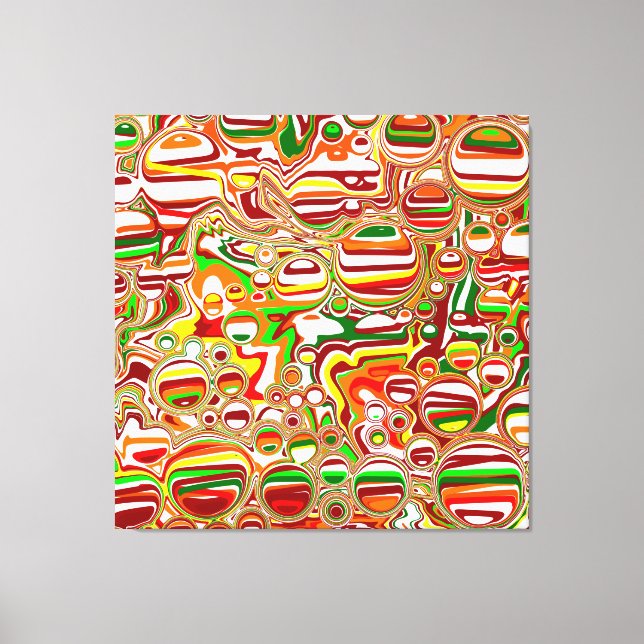 Retro Bubbles Abstract Modern Art Canvas Print (Front)