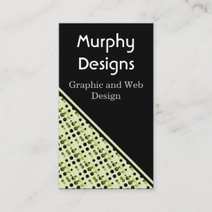 Retro Bubbles Business Card, Olive Green Card