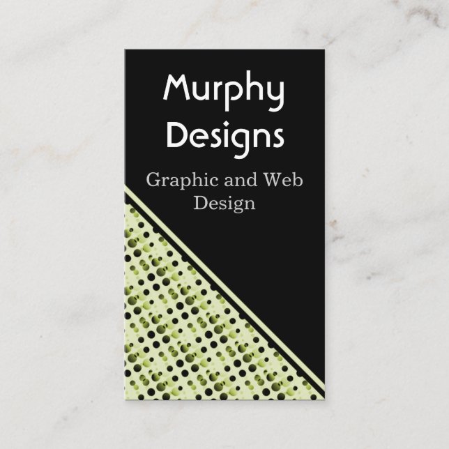 Retro Bubbles Business Card, Olive Green Card (Front)