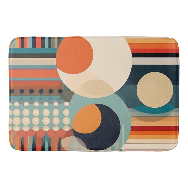 Retro Bubbles Circles and Stripes 338 Bath Mat (Front)