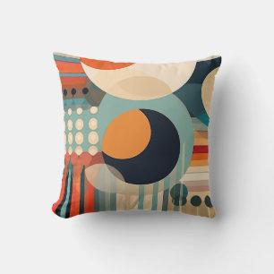 Retro Bubbles Circles and Stripes 338 Cushion