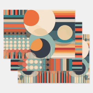Retro Bubbles Circles and Stripes 338  Wrapping Paper Sheet