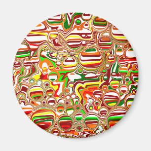 Retro Bubbles Digital Art Magnet