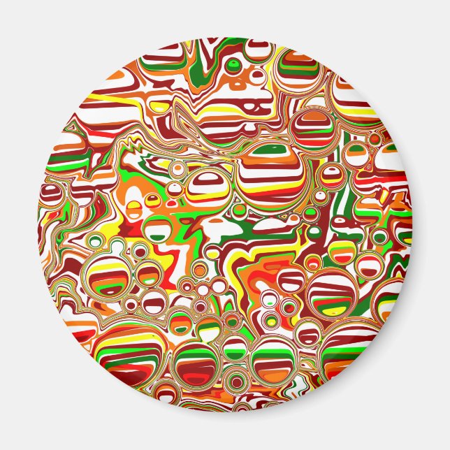 Retro Bubbles Digital Art Magnet (Front)