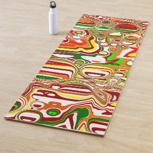 Retro Bubbles Digital Art Yoga Mat
