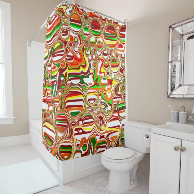 Retro Bubbles Shower Curtain (In Situ)