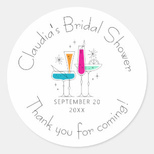Retro Bubbly Champagne Bridal Shower Classic Round Sticker