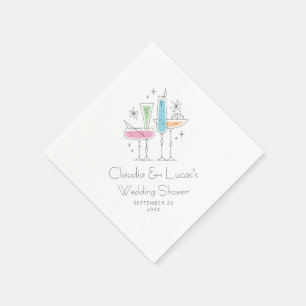Retro Bubbly Champagne Bridal Shower Napkin