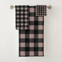 Retro Buffalo Plaid in Black and Blush Pink