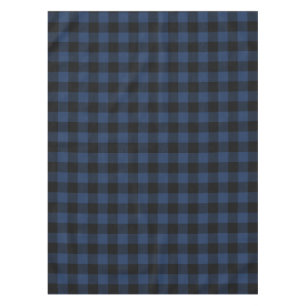 Retro Buffalo Plaid Tartan Pattern Black Navy Blue Tablecloth