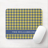 Retro Buffalo Plaid Yellow Blue Personalised Name
