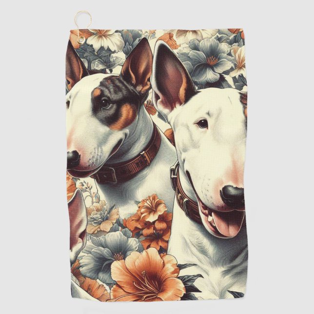 Retro Bull Terrier Seamless Painting Golf Towel (Front)