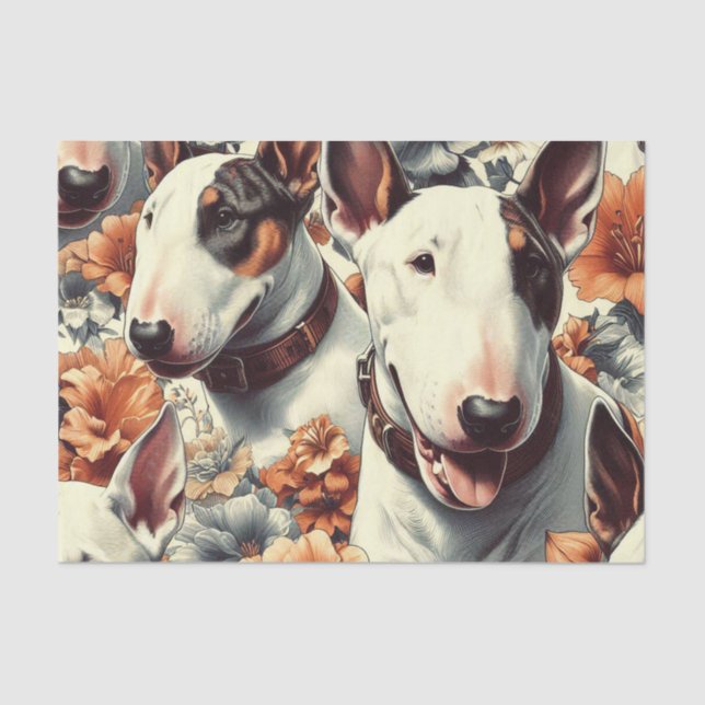Retro Bull Terrier Seamless Painting Tissue Paper (Front)
