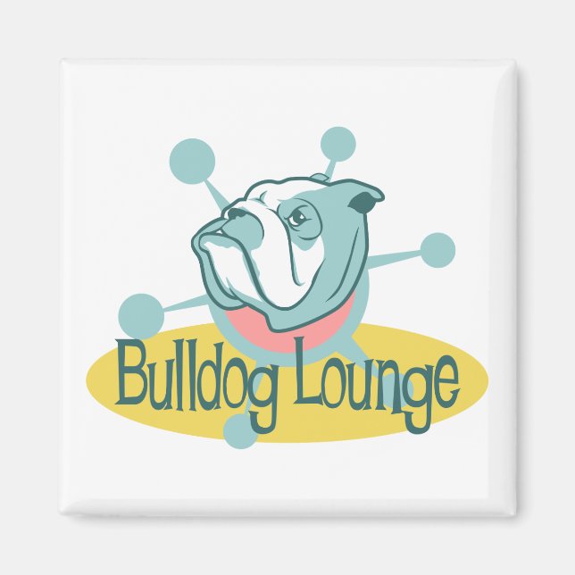 Retro Bulldog Lounge Magnet (Front)