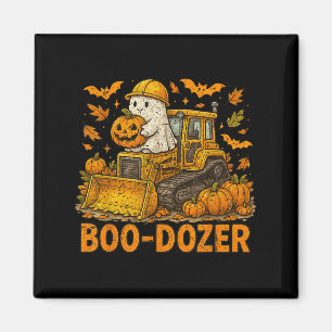 Retro Bulldozer Halloween Boo Dozer Construction T Magnet
