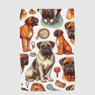 Retro Bullmastiff Seamless Golf Towel