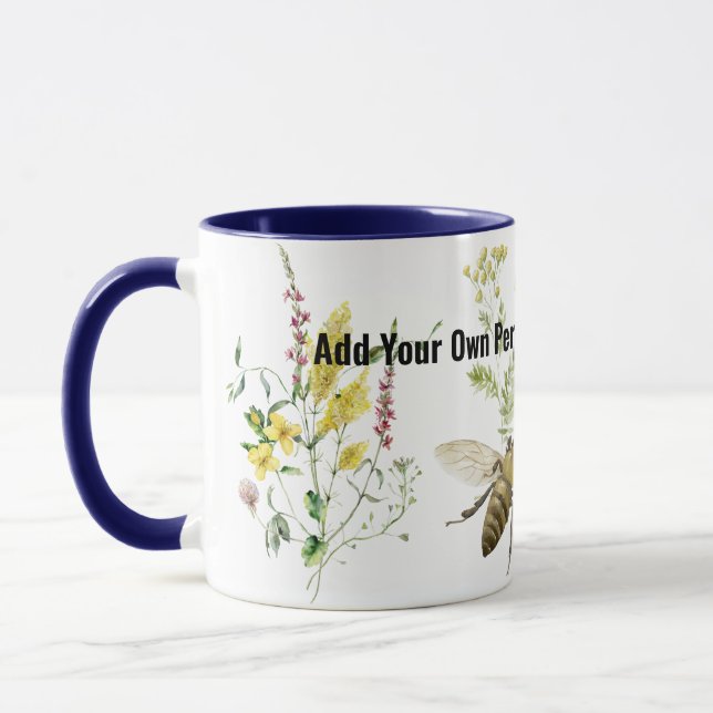 Retro bumblee bee insect lover ceramic coffee mug (Left)