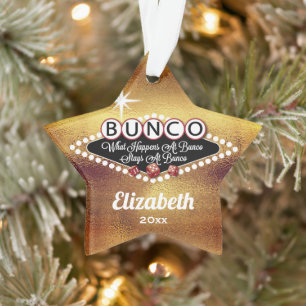 Retro Bunco Faux Gold Funny Monogram Ornament