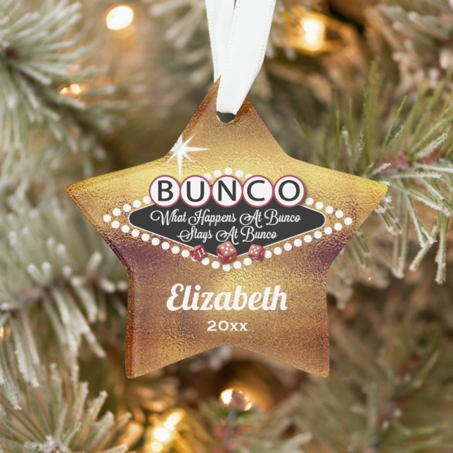 Retro Bunco Faux Gold Funny Monogram Ornament (Tree)
