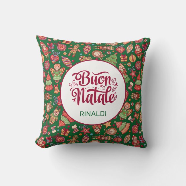 Retro Buon Natale Personalised Cushion (Front)