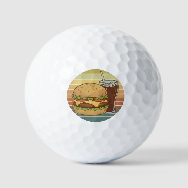 Retro burger and cola. golf balls (Front)