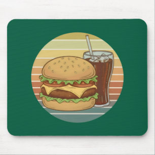 Retro burger and cola. mouse pad