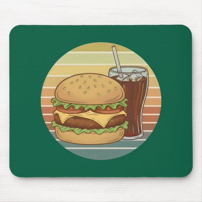 Retro burger and cola. mouse pad (Front)