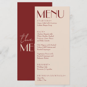 Retro Burgundy Cream Old Money Fancy Wedding Menu