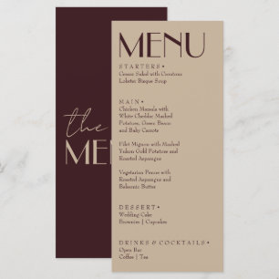 Retro Burgundy Gold Old Money Fancy Wedding Menu