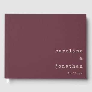 Retro Burgundy Typewriter Custom Wedding Guest Book
