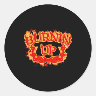 Retro Burnin Up Flames Vintage Classic Round Sticker