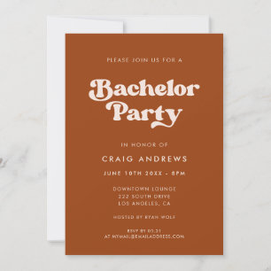 Retro Burnt Orange Bachelor Party Invitation