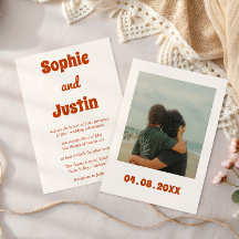 Retro Burnt Orange Typography Wedding