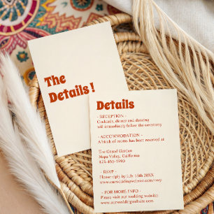 Retro Burnt Orange Wedding Details Enclosure Card