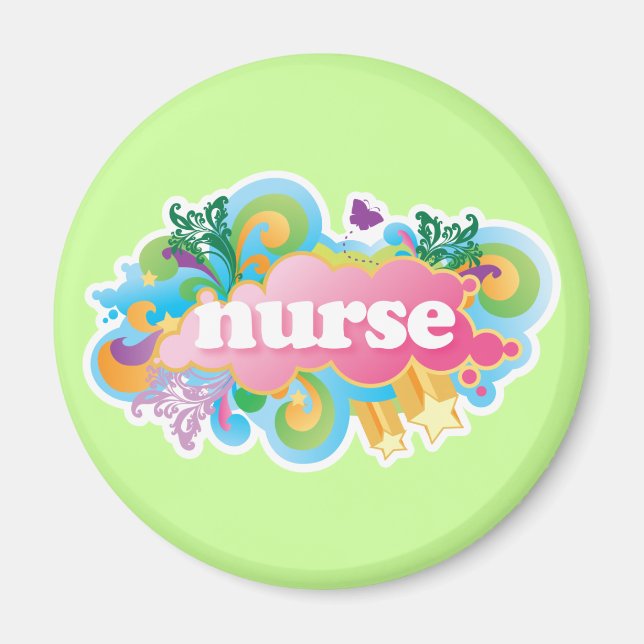 Retro Burst NURSE Gift Magnet (Front)