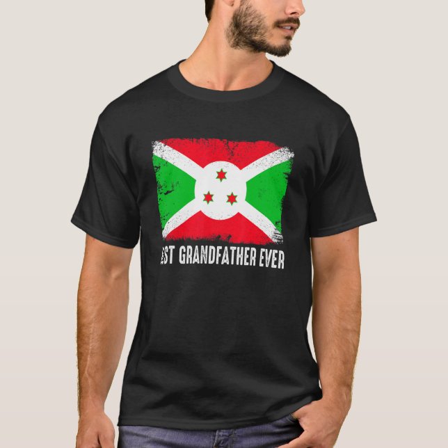 Retro Burundi Flag Best Grandfather Ever  Father's T-Shirt (Front)