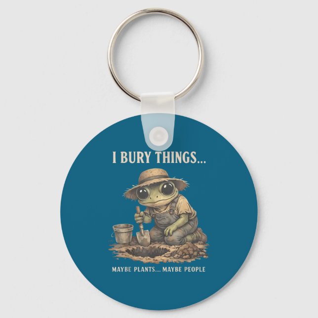 Retro bury things maybe plants maybe people frog key ring (Front)