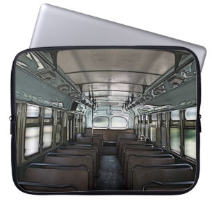 retro bus interior laptop sleeve